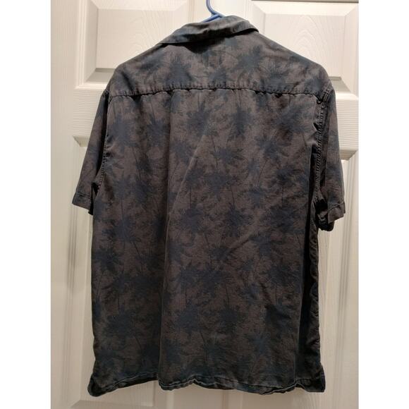 Nat Nast Size Large Black Brown Palm Tree Hawaiian Silk Blend Button Up Shirt - Picture 3 of 7